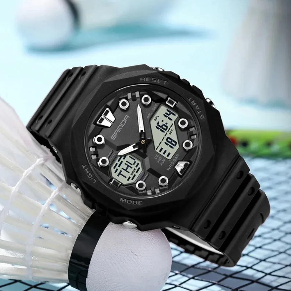 

SANDA 6200 New Electronic Multi Functional Nightlight Alarm Clock Waterproof Cool Male And Female Student Watch