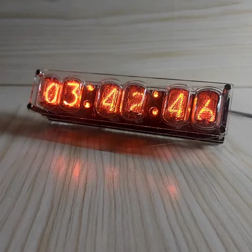 GHXAMP 6-bit IN-12 Glow Tube Clock IN12 Nixie Clock Base Gift Computer Desktop Accessories Advanced Version DC5V