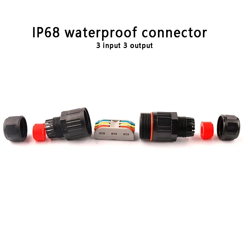 IP68 Electrical Waterproof Connector Wire Cable 2/3Pin Outdoor Plug Straight Quick Push in Terminal block Conductor Connector