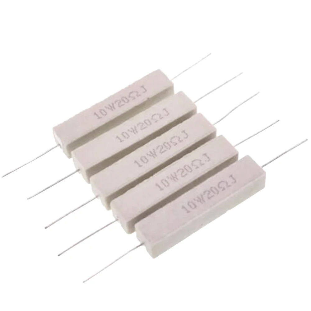 10PC 10W ความต้านทานเซรามิคซีเมนต์ ความต้านทานไฟฟ้า 0.1 ~ 100K 0.01 0.1 0.25 10 0.33 0.5 1 2 4.7 5 8 10 15 20 25 30 100R 1K 10Kohm
