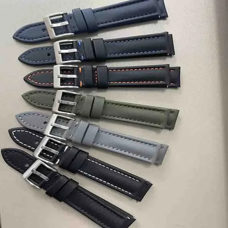 Nuevo estilo Correa de reloj de tela de vela Correa de reloj de cuero genuino de liberación rápida de nailon 20 mm 22 mm Apple Blancpain