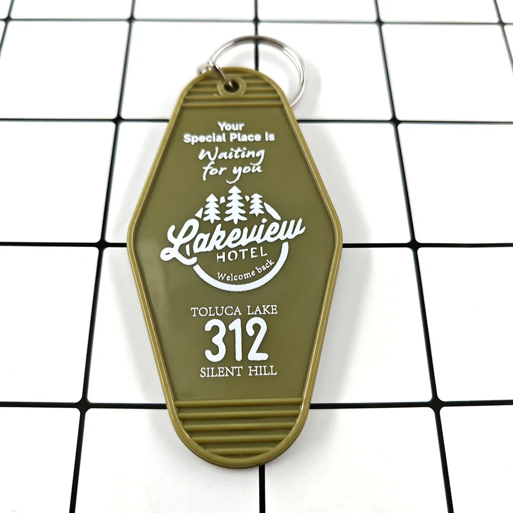 Silent Hill Lakeview Hotel etiqueta de llave de plástico Room312 llavero de área de juego estilo Retro colgante de alojamiento de familia decoración circundante de terror