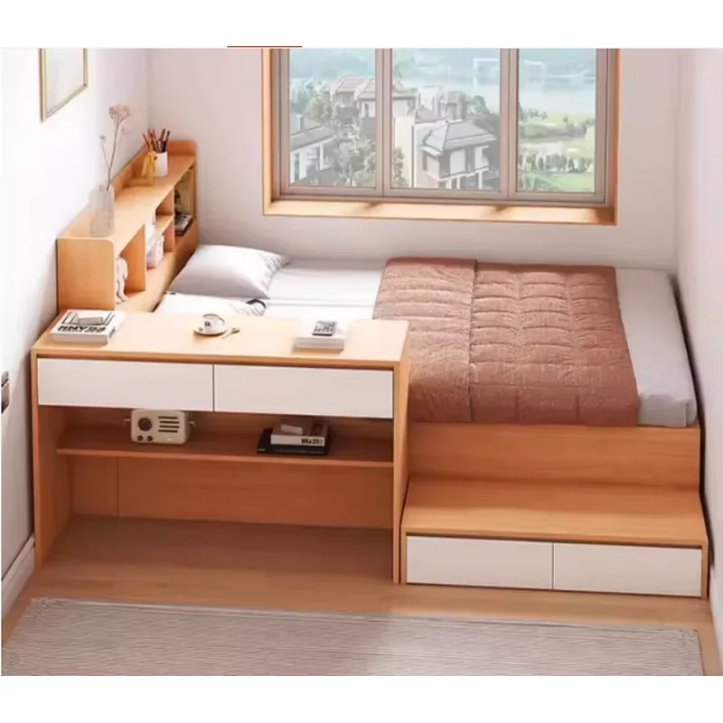 Tatami Space Saving Bedroom Furniture Wooden Children Design Modern Storage Single Kids'Bed With Drawers