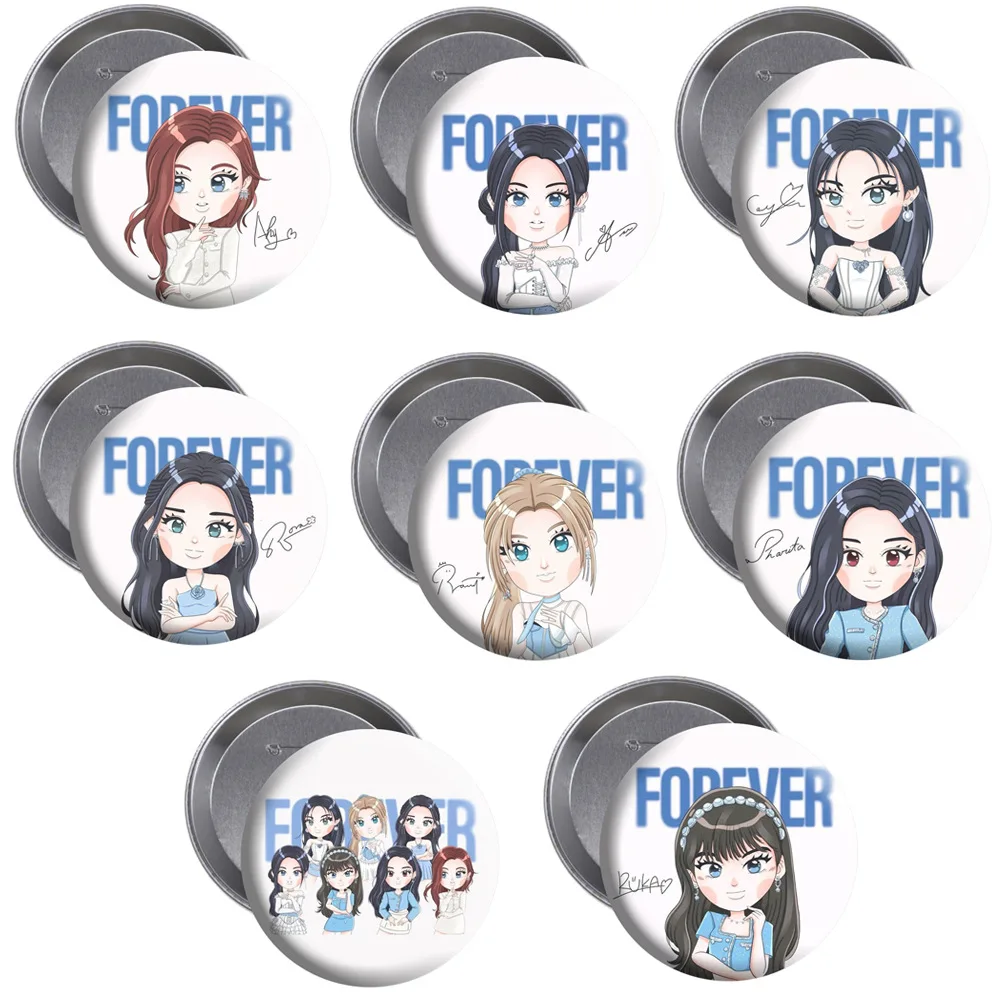 Kpop Babymonster Album Forever Cartoon Brooch AHYEON ASA RUKA PHARITA Star Peripheral Tinplate Badge CHIQUIT RORA Fans Gifts