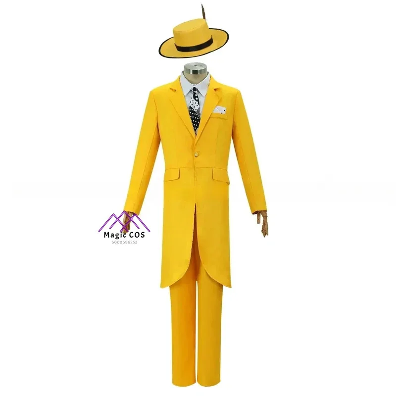 فيلم 'جيم كاري زي الرجال' الأصفر موحدة كرنفال قبعة حفلة مهرج الدعامة مجموعة قناع أخضر هالوين تمويه تأثيري sk;m1