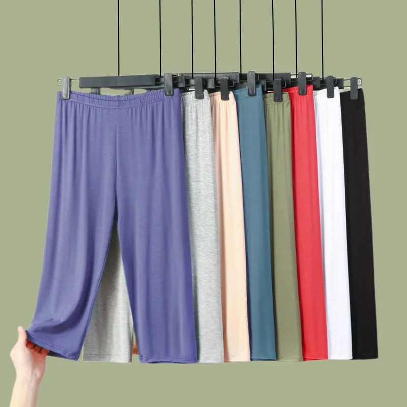 

Women's Modal Slim Fit Seven-Foot Pants Summer Thin Large Size Outdoor Wear Anti-Light Short Sports Pants Base Layer Trousers