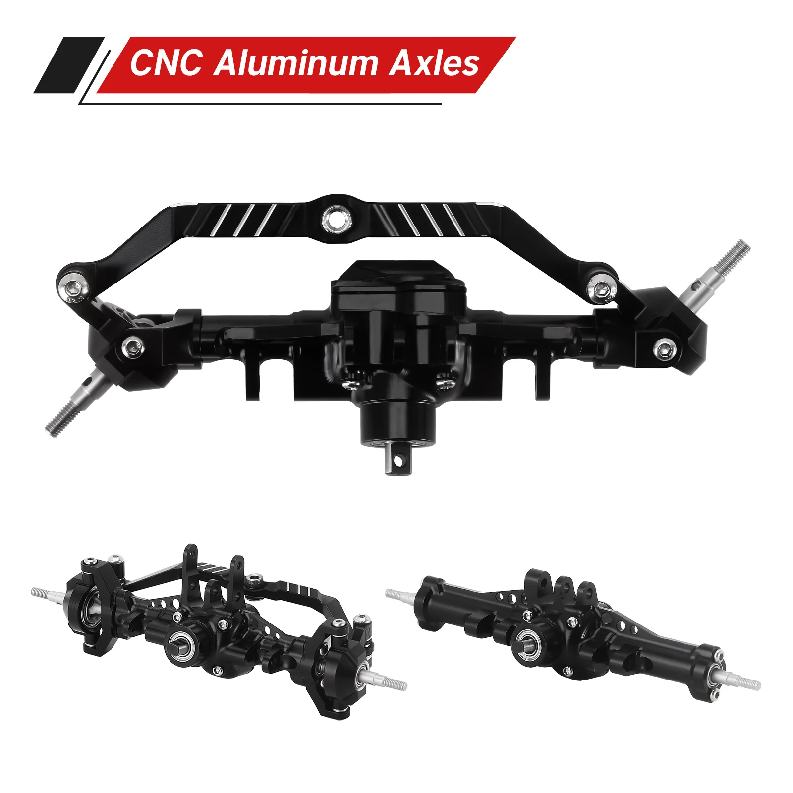 INJORA CNC Aluminum Stock Length Front Rear Complete Axles for 1/18 RC Crawler TRX4M Upgrade (4M-74)