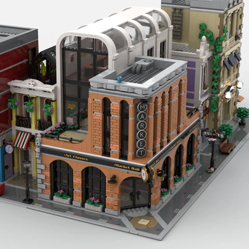 ตัวต่อ MOC-243145 อาคารตลาด บ้าน ตัวต่อขนาดเล็ก ชุดประกอบโมเดลอาคาร ซีรีส์สถาปัตยกรรมทิวทัศน์เมือง ของเล่น 3460 ชิ้น