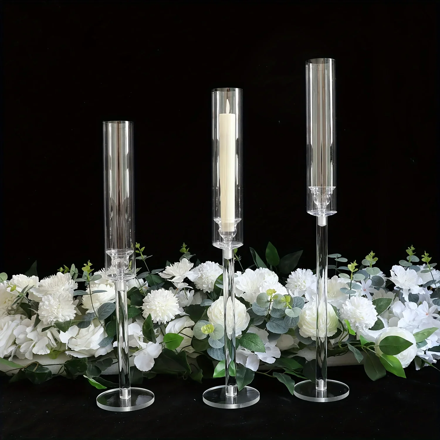 3PCS Clear Acrylic Candle Holder Party Decoration Candlestick Candle,weddings Decor