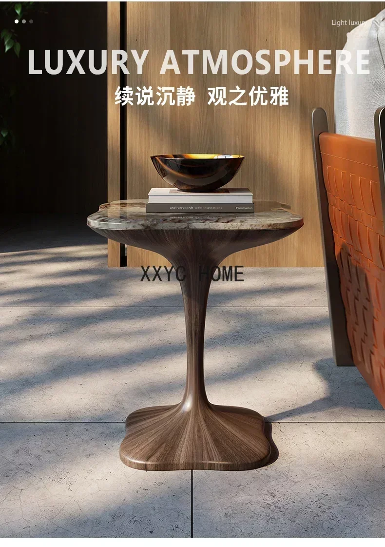 

Natuurlijke Luxe Stenen Bijzettafel Klein Appartement Huis Walnoot Design Massief Houten Bank Hoektafel