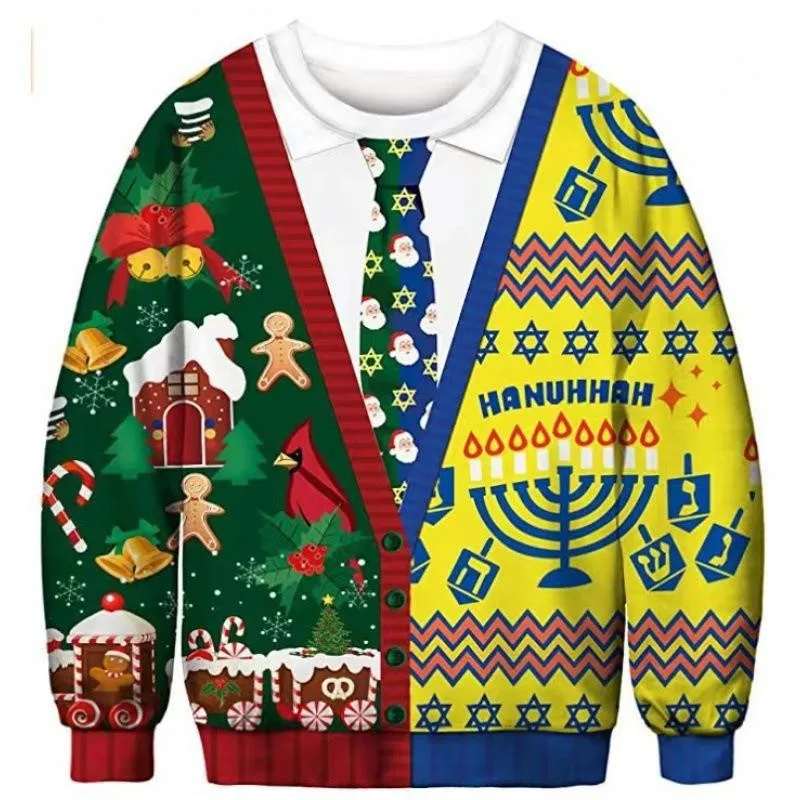

Ugly Sweater Cosplay Round Neck Long Sleeve Sweatshirt Christmas Theme Fashionable Streetwear for Teens and Young Adults