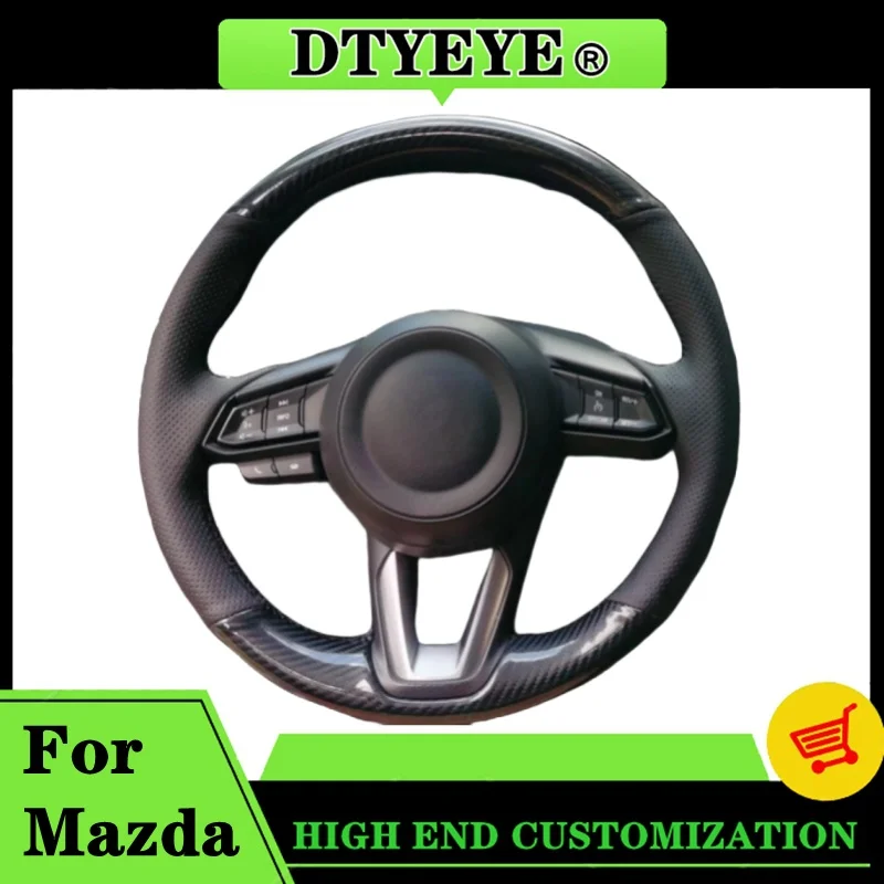

Car Steering Wheel Cover For Mazda36 Axela 17 18 Atenza CX-3 CX-5 Customized Carbon Fiber Genuine Leather Steering Wheel Braid