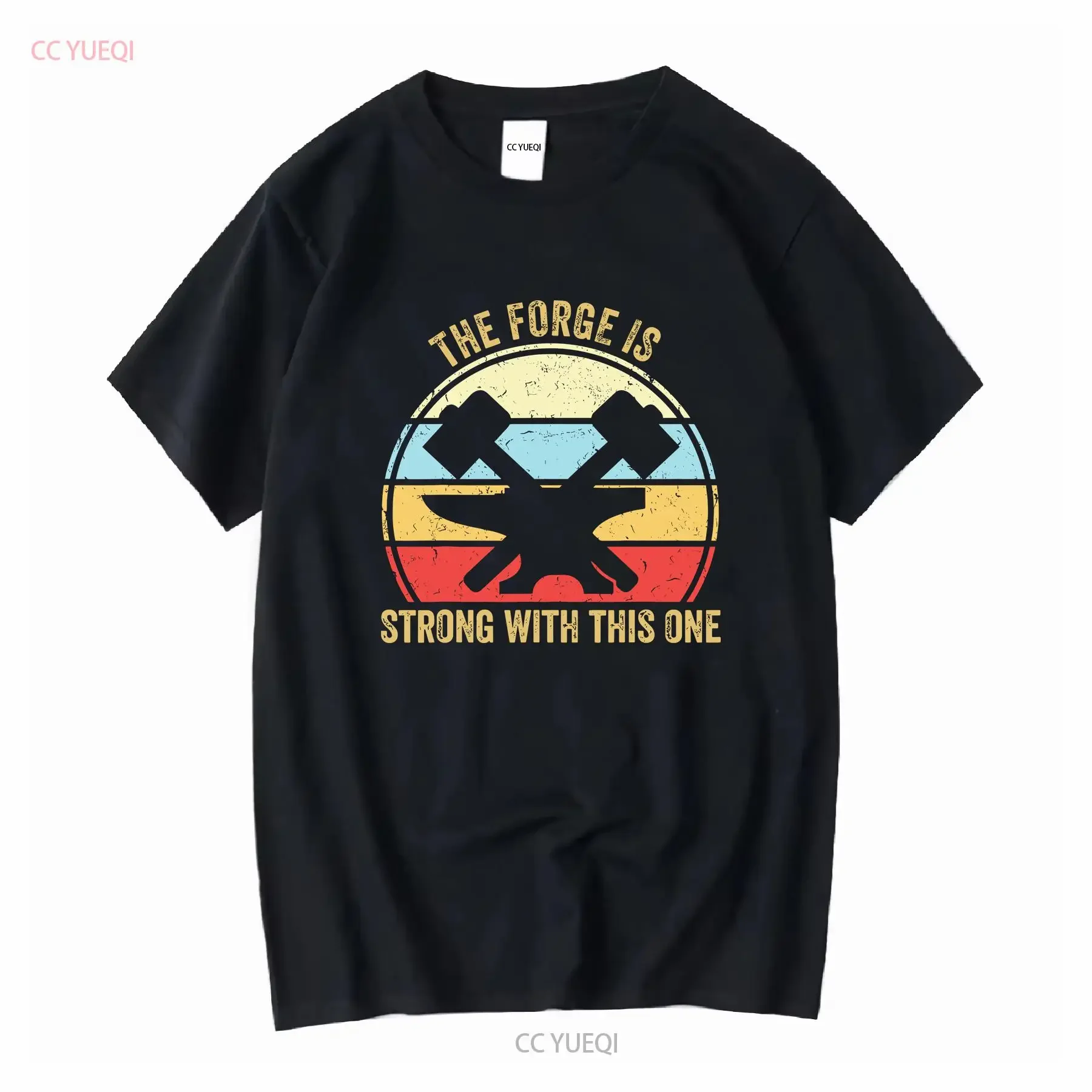 NEU The Forge Is Strong With This One Lustiges Schmiede-T-Shirt mit langen oder kurzen Ärmeln, Vintage-Stil, gewaschene Streetwear-Grafik, leicht abgenutzt