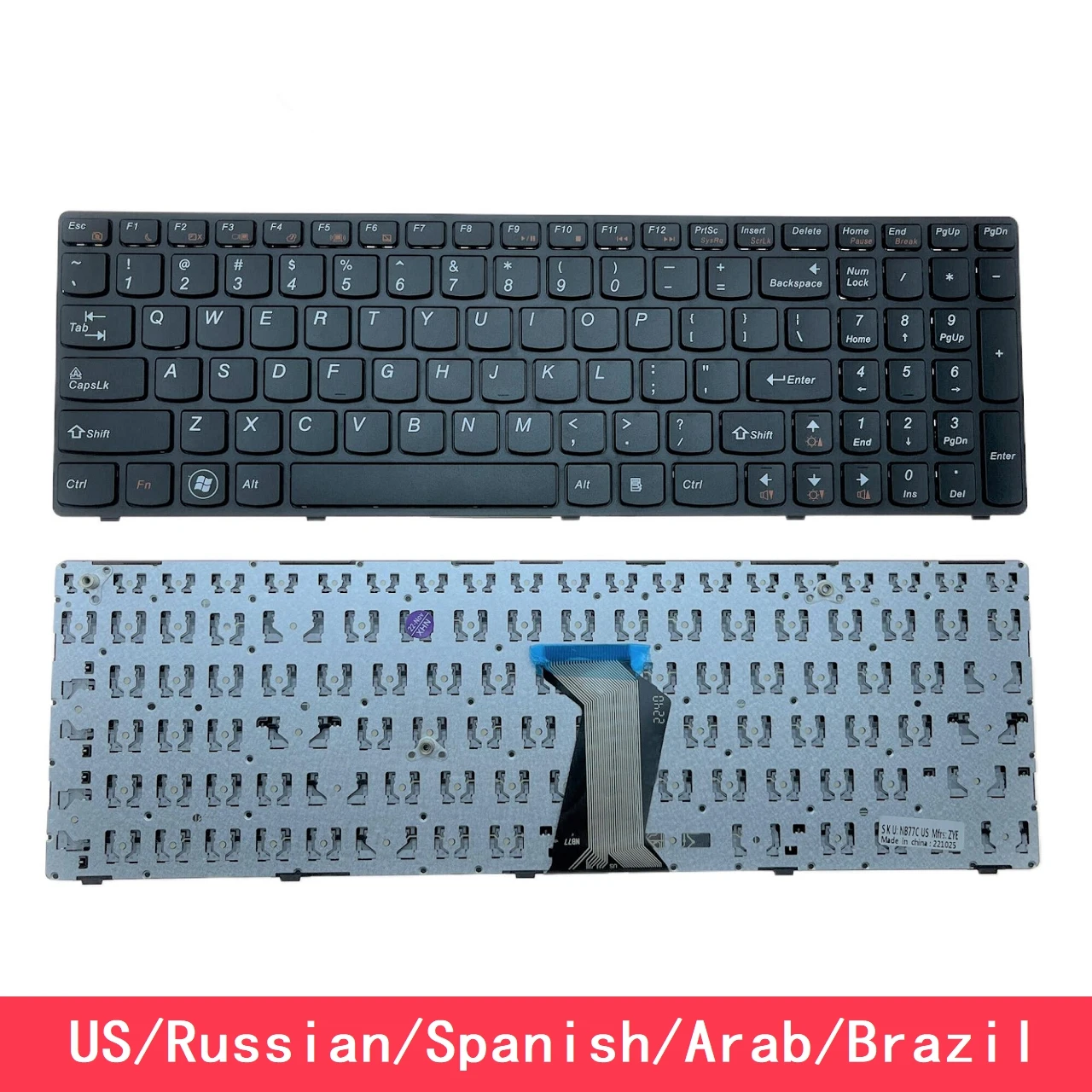 For Lenovo V570 V570C V575 Z570 Z575 B570 B570A B570E V580 V580C B570G B575 B575A B575E B590 B590A Keyboard US RU SP AR BR