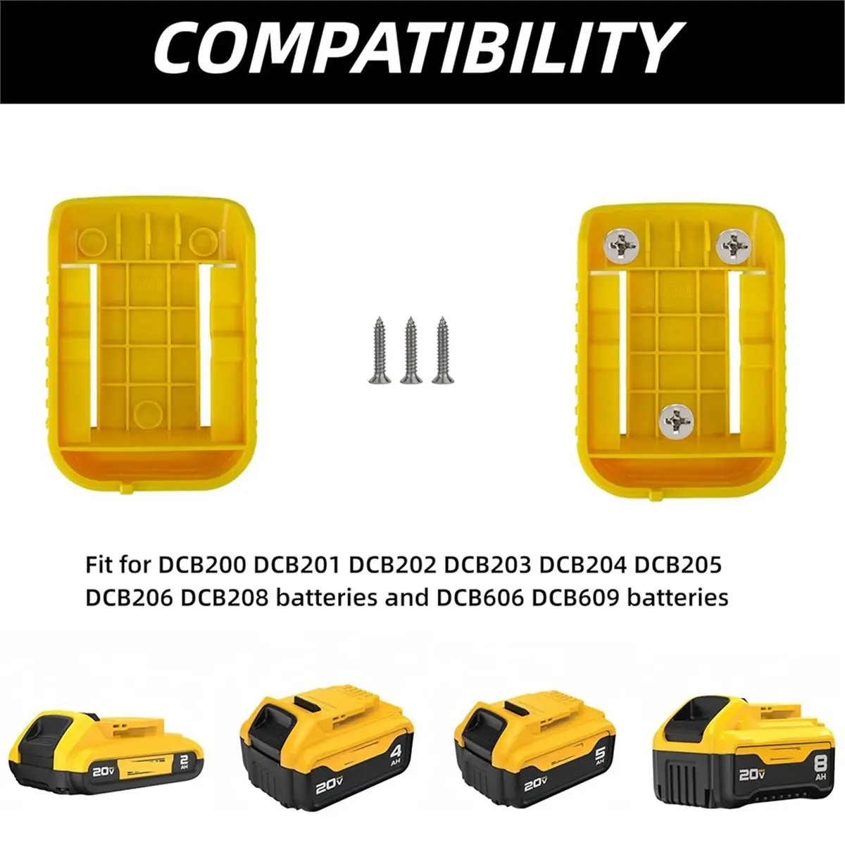 24 Packs Holder Mount Bracket for 20V, 12 PCS Tool Drill Holders and 12 PCS Battery Packs Holders