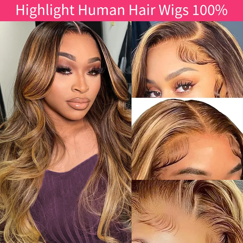 

427 Highlight Wig Human Hair 13X6 Hd Lace Frontal Wig Body Wave Human Hair Wigs Deep Wave Lace Front Wigs 30 38 Inch 230 Density