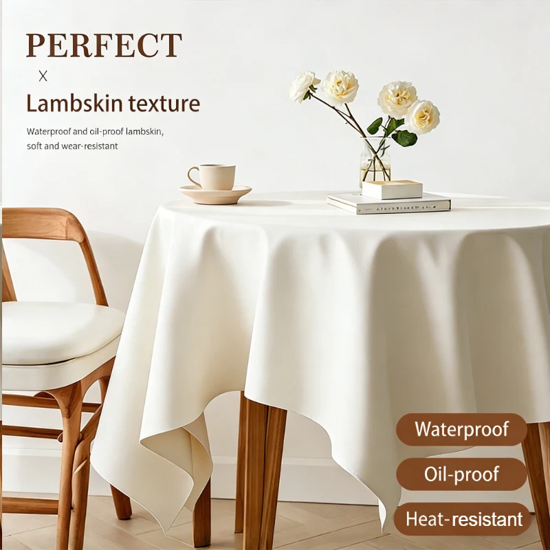 1pc Sheepskin Oil Resistant and Waterproof Rectangular Tablecloth-Durable,Suitable for Weddings,Family Dining,Outdoor Activities