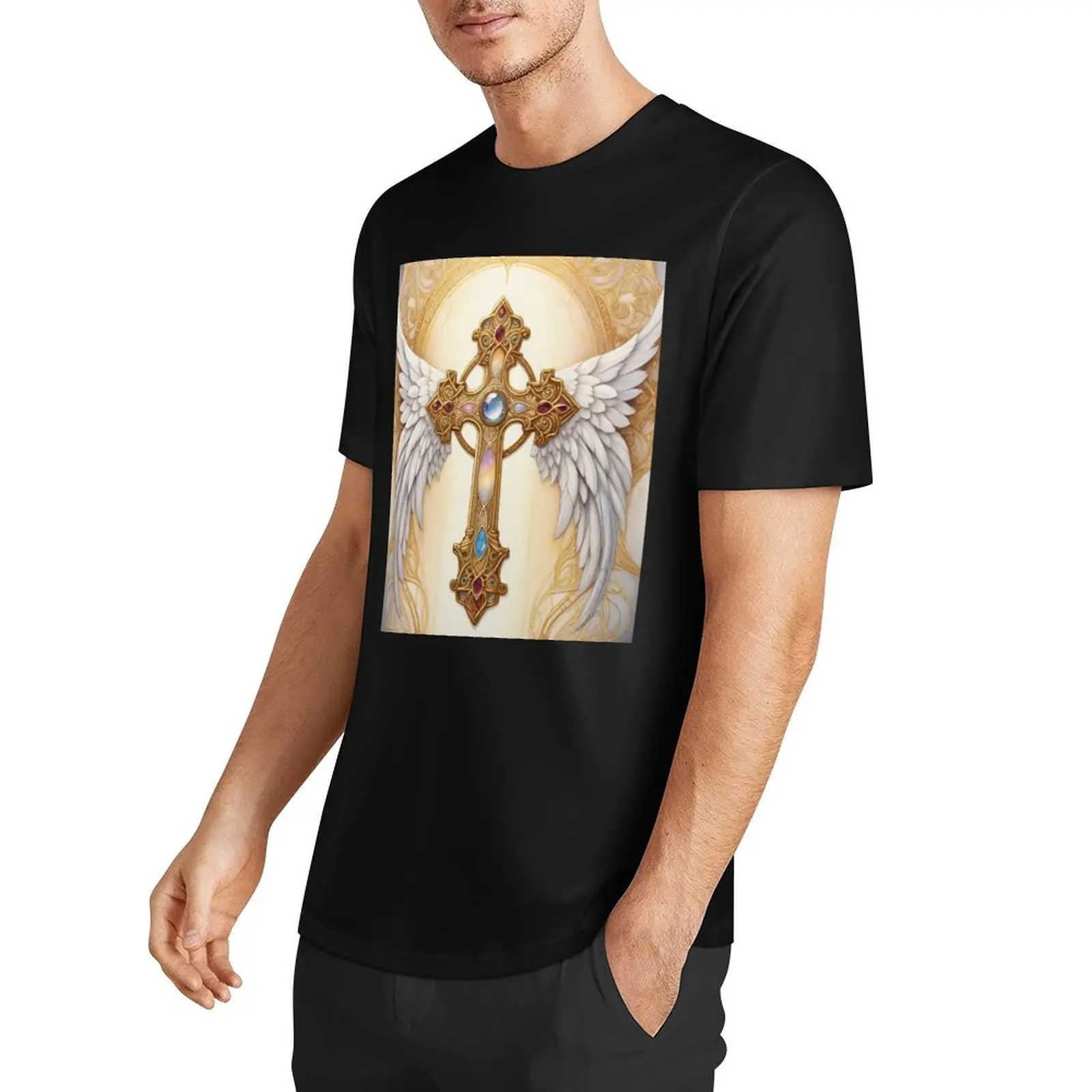 Sophisticated Cross Painting: Christian Wall Art, Home Decor Cross T-Shirt sweat vintage t shirts mens graphic t-shirts pack