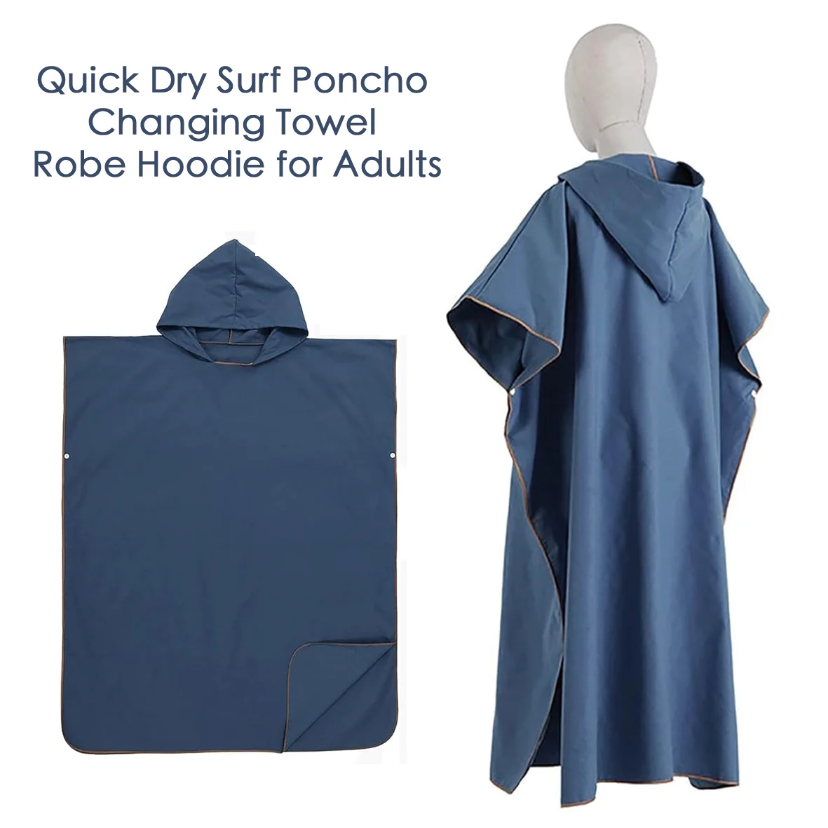 Stain Remover Microfiber Hooded Poncho with Hook｜Quick-Dry Swim Cloak in Blue, Pink & Light Gray - Powerful Clean & Long Lasting