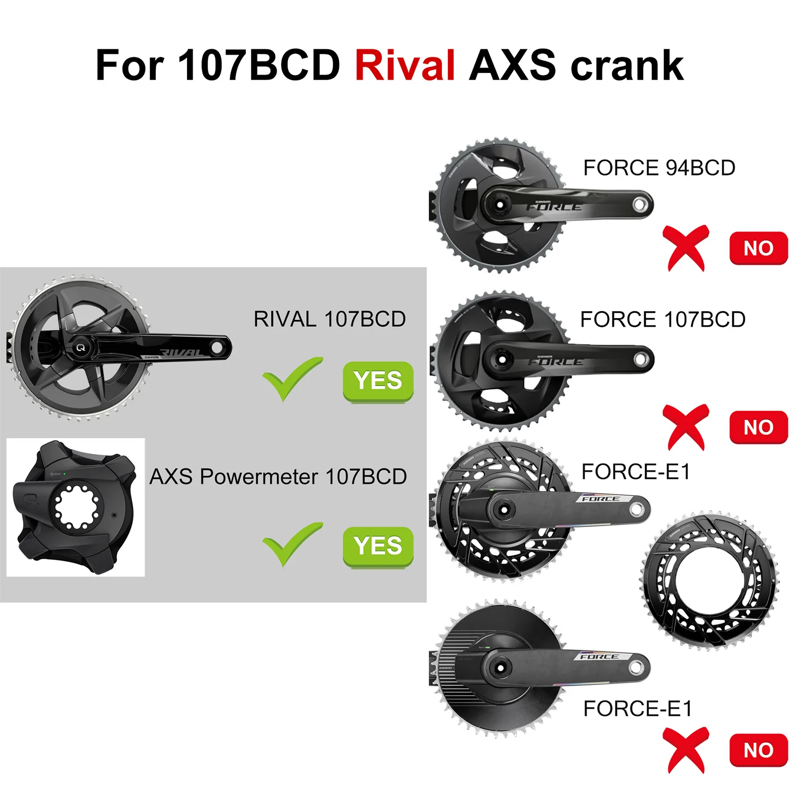 STONE 107BCD Round 2X Chainring for SRAM RIVAL ETAP AXS 12S 54-41T