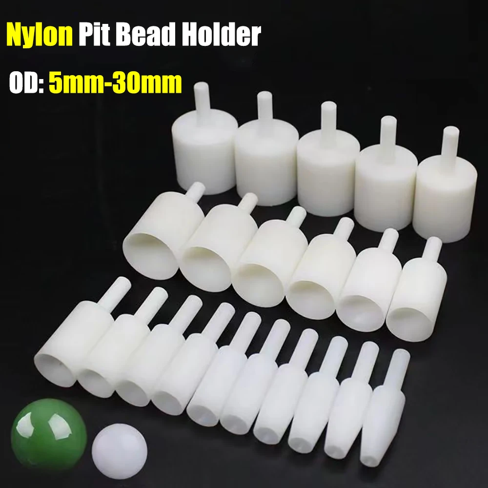 1Pcs Nylon Plastic Bead Grinding Head 5-30mm Nylon Pit Bead Holder 6mm Shank for Ball-shaped Jade Amber Sandpaper Polishing