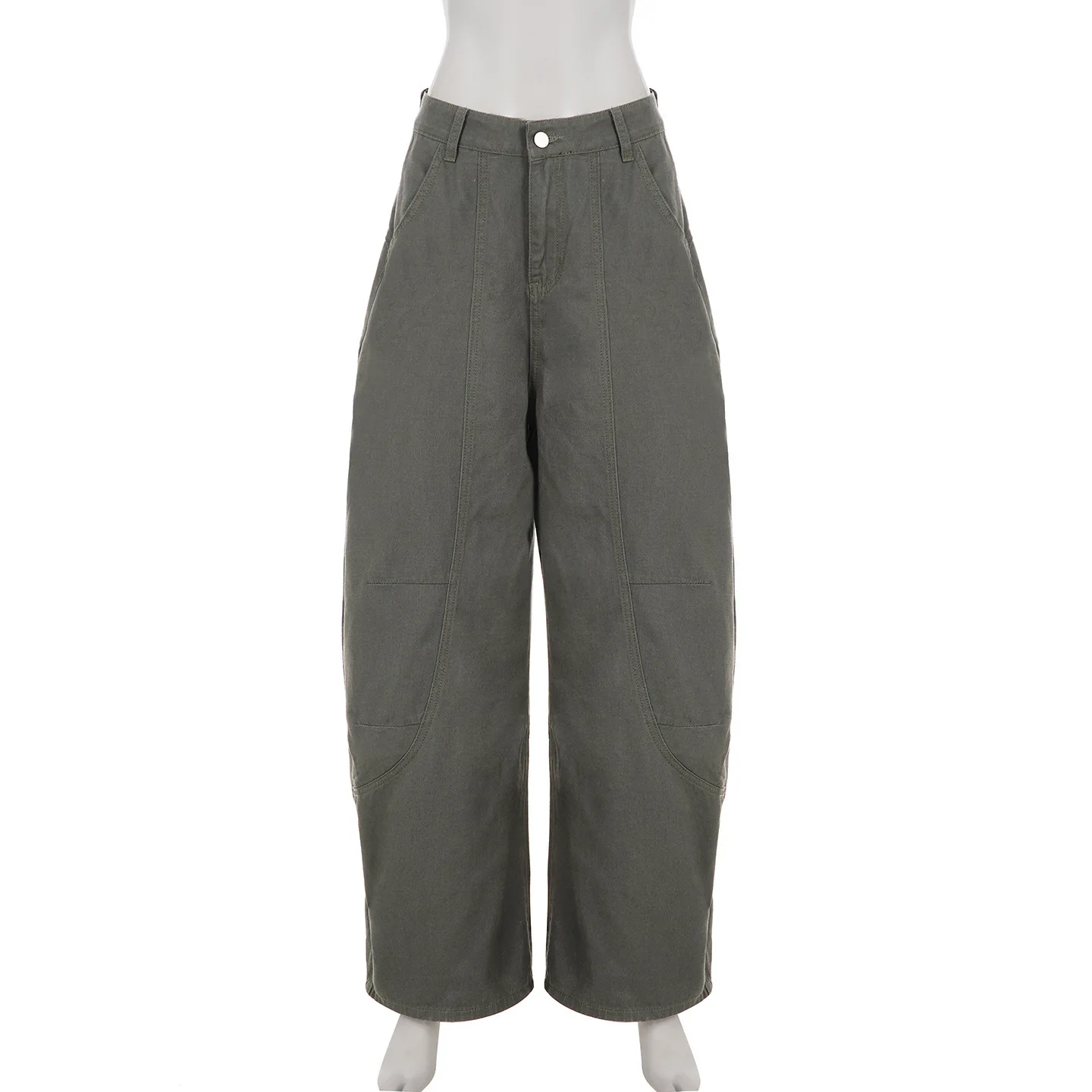 Zeyla Pantaloni cargo streetwear, jeans larghi da donna a vita alta con drappeggio dimagrante, pantaloni casual da strega alla moda Y2K Essential