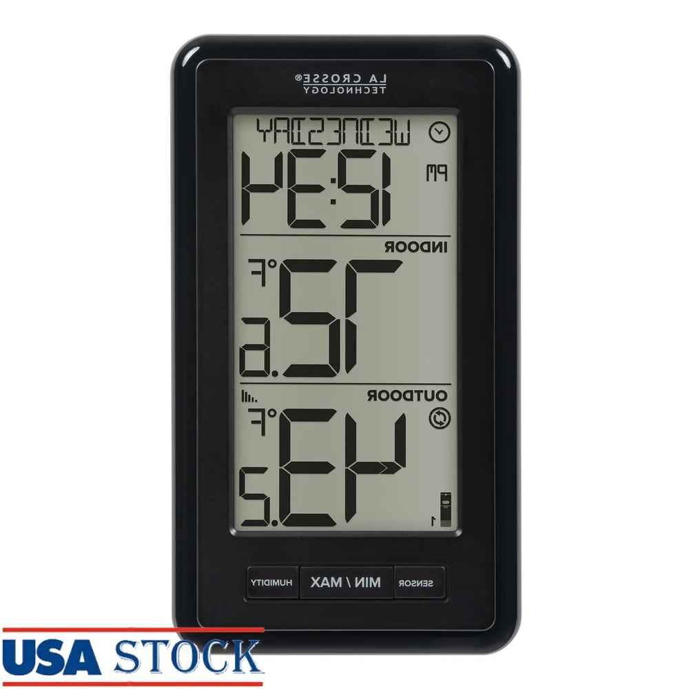 

ЖК-термометр с питанием от батареи, монитор температуры и влажности в помещении и на открытом воздухе, беспроводной датчик, диапазон 330 футов, 24-часовые записи