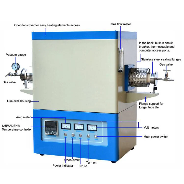 1800C tube furnace, stainless steel vacuum seal flange, two valves and four thermal ceramic blocks