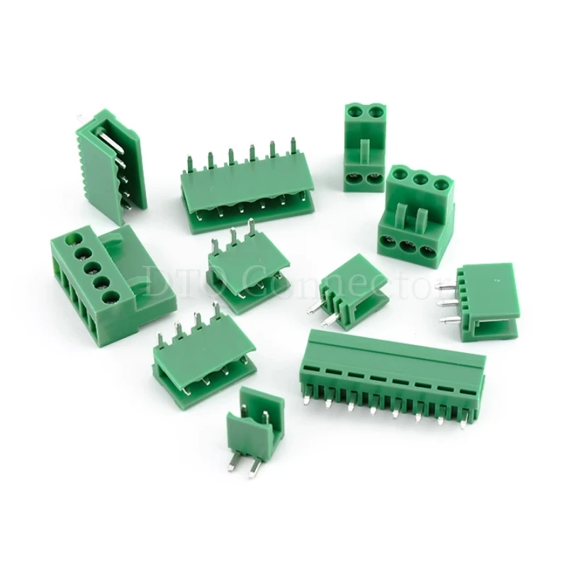 5Sets HT5.08 5.08mm Pitch 2/3/4/5P 6P 8P Screw Plug-in PCB Terminal Block Straight/Right Angle Pin Pluggable bornier Connector