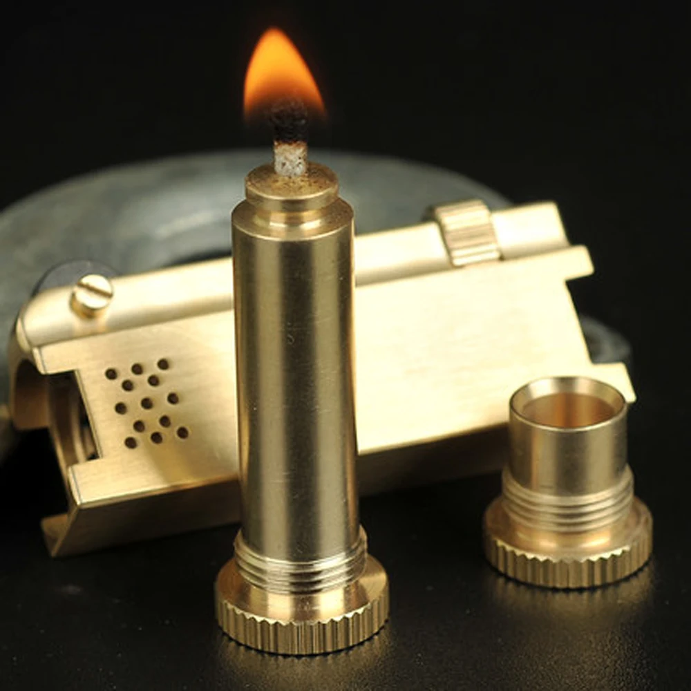 Handmade Vintage Kerosene Brass Gasoline Lighter Classic Replica Diy Cigarette Oil Lighters 60mm*27mm*15mm  120g