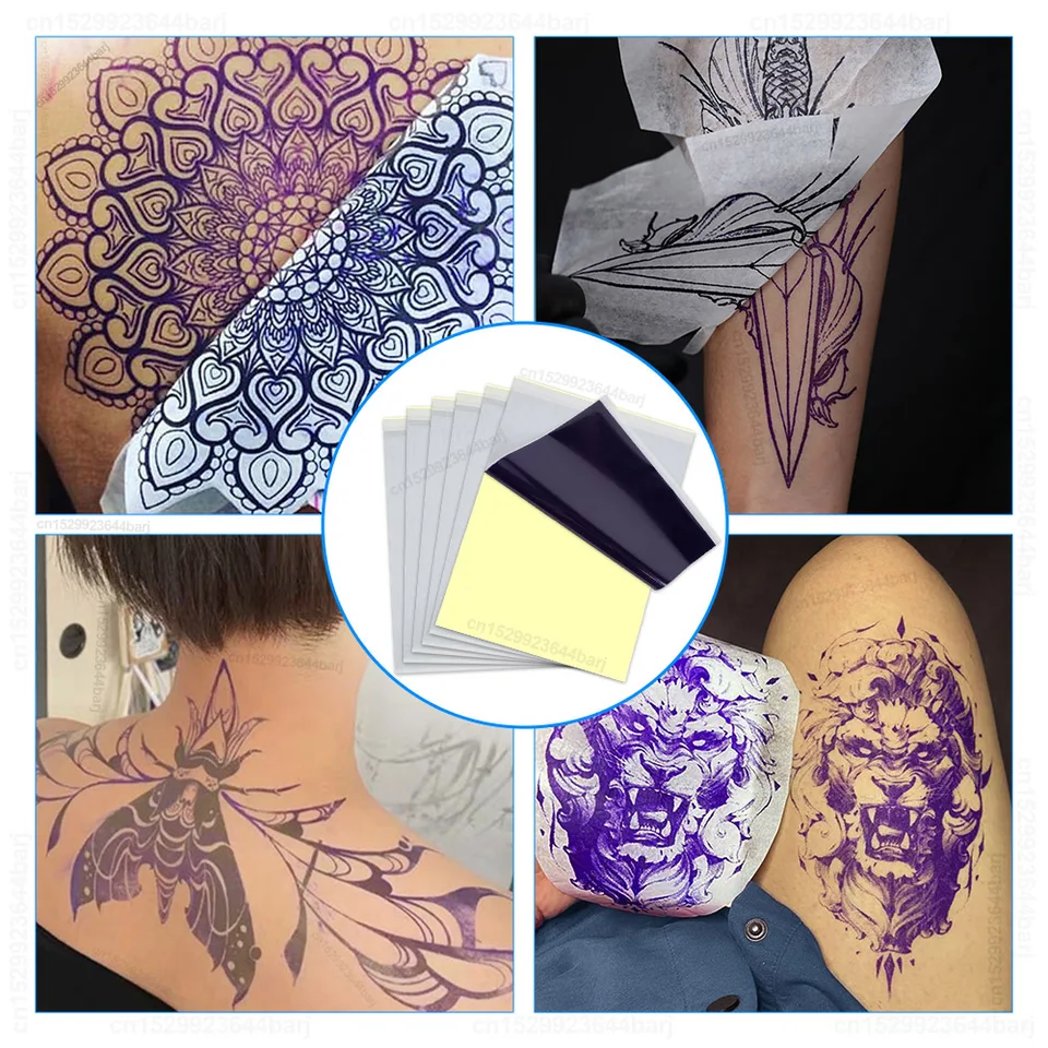 PIXESTT Papier Transfert Tatouage 50 Feuilles A4 - Stencil Pratique