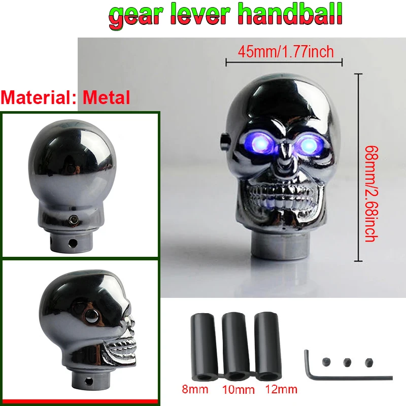 Universal Skull Head Gear Lever Gear Shifts Knob Skeleton Shape Gear Shift Knob Manual Transmission LED Light Gear Shifts Knob - view 2