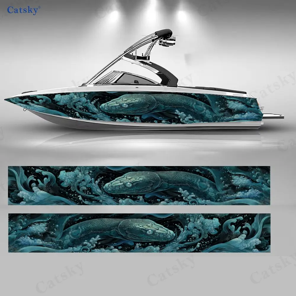 

Наклейки на лодку в стиле Dark Myth с изображением морского змея, водонепроницаемые и прочные виниловые наклейки из ПВХ для рыболовных лодок, долговечный и стильный дизайн