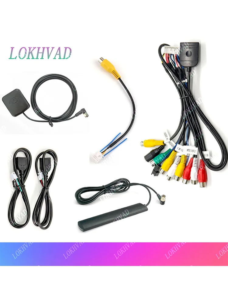 Faisceau de câbles 16 broches, adaptateur de Port USB, antenne GPS, vidéo, Audio, RCA, Wifi, câble de lecteur 4G pour unité principale du système Android de voiture 2 Din