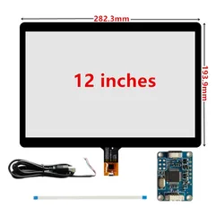 12 Inch 282mm*193mm Industry Capacitive Touch Digitizer Touch Screen Panel Glass USB Driver Board