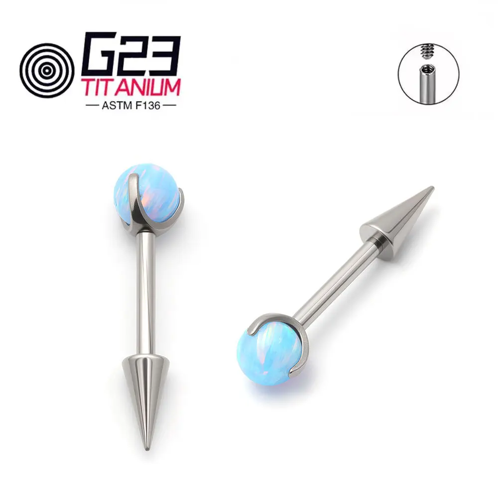 G23 التيتانيوم الداخلية الخيوط أوبال جوهرة شقة الظهر الأذن مربط الزنمة الغضروف اللولب القرط ثقب المجوهرات