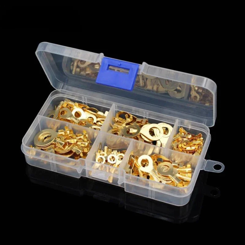 

150pcs Boxed Terminal Block Wire Connector M3/M4/M5/M6/M8/M10 O-type Ground Lugs Terminal Cold-Pressed Copper Tab Wiring Nose Pw