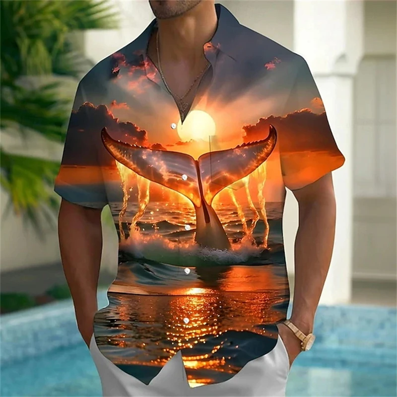 Funny Beach Hawaiian Shirt For Men Plam Tree 3D Print Shirts Summer Street Short Sleeves Tops Lapel Button Blouse Dropshipping