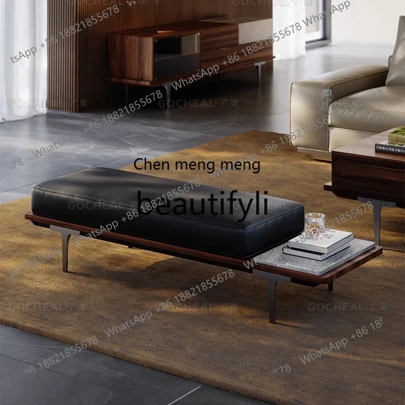 

xz1Foot pedal black end stool Italian high-end leather bed bedroom bench