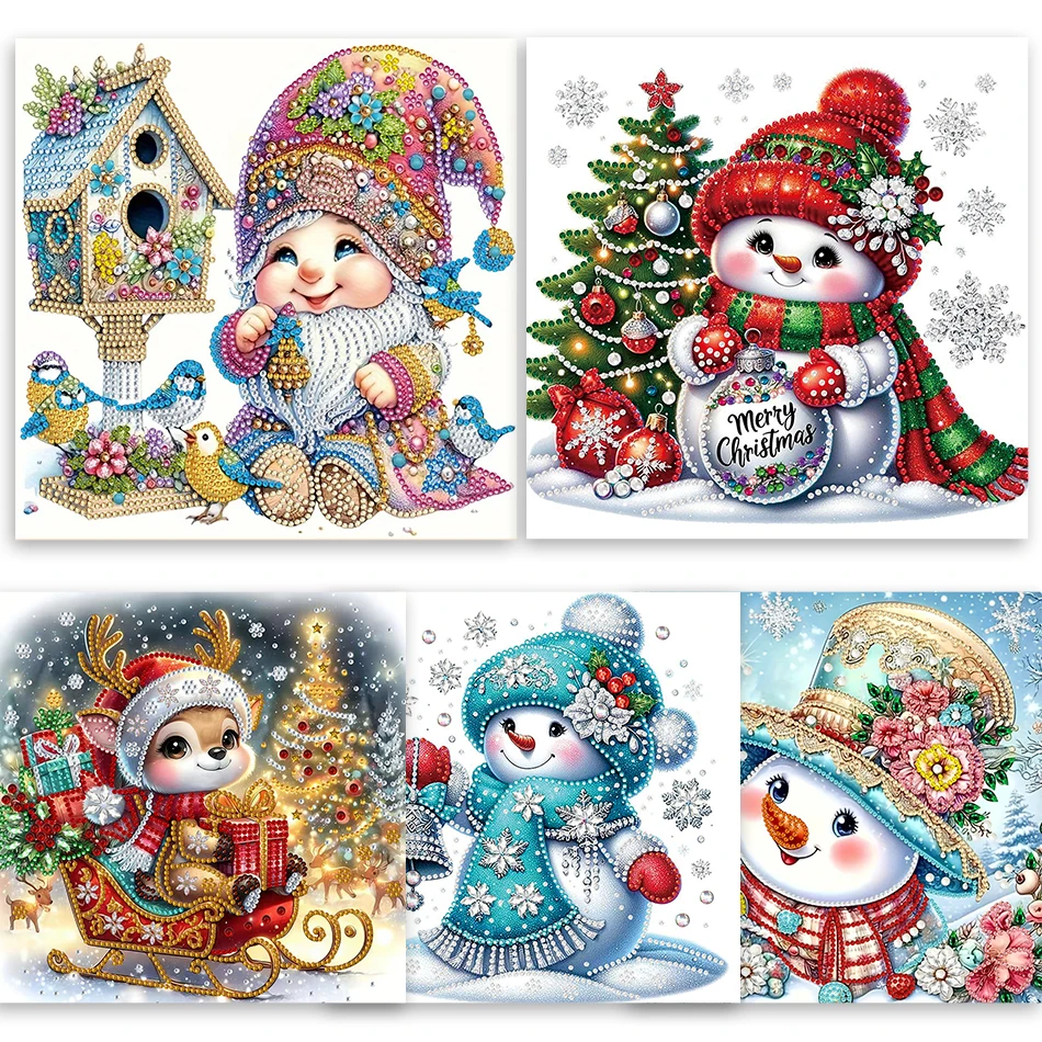 

DIY Snowman 5D Special Shape Diamond Art Kits for Beginners Gift,Diamond Art Painting Kits for Christmas Wall Decoration