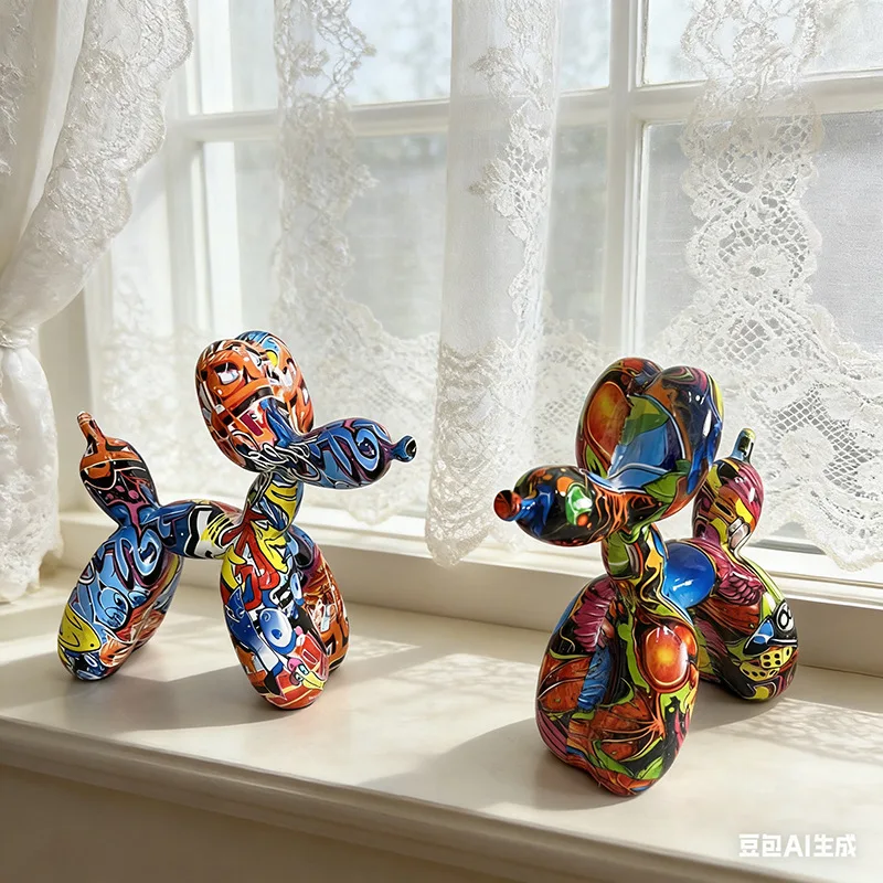 Resin Balloon Dog Sculpture, Nordic Animal Figurine, Home Table Office Decoration & Accessories