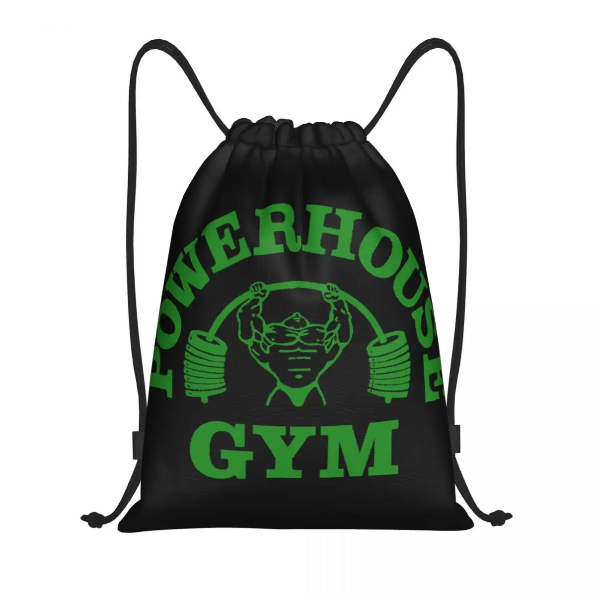 

Green Powerhouse Gym Drawstring Backpack Sports Gym Bag for Men Women Fitness Building Muscle Training Sackpack