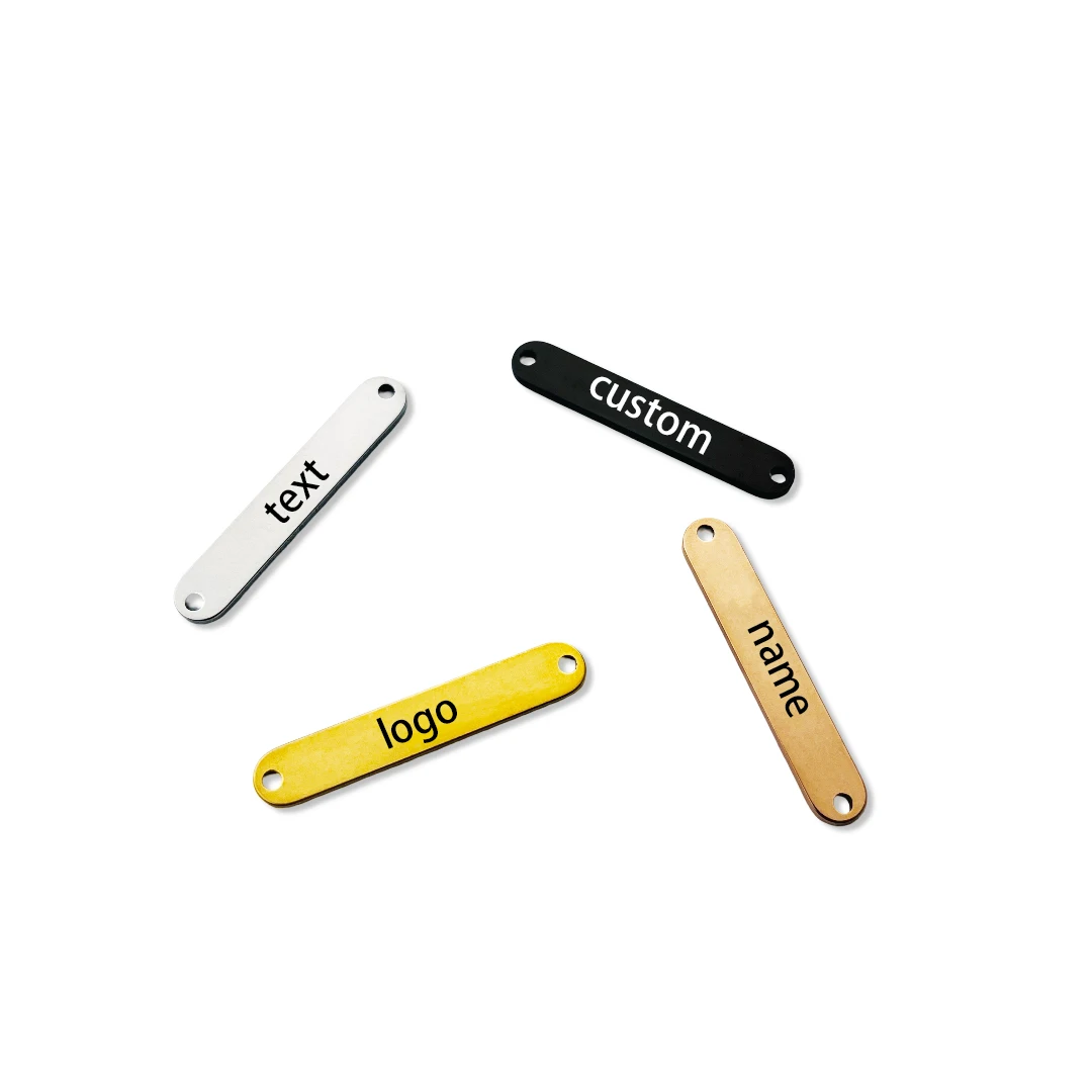 20/50pcs Laser Engraved Customized Name Logo Date Text Rectangle Charms Stainless Steel Connectors Tags For DIY Jewelry Making