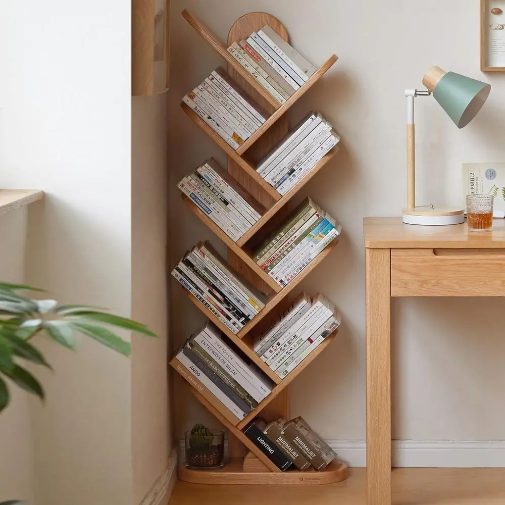 Multi-Tier Wooden Bookshelf - Modern Storage Organizer for Home, Office, and Study