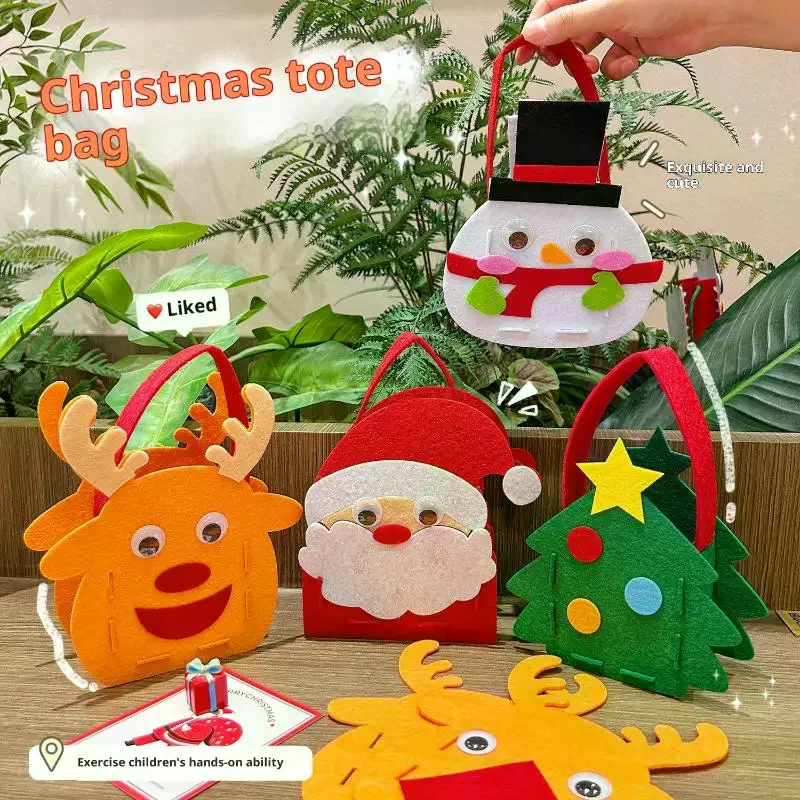 

Christmas Theme DIY Handmade Shoulder Bag Handbag Sewing Creative Art And Handmade Activities Gifts Children's Handmade Toys