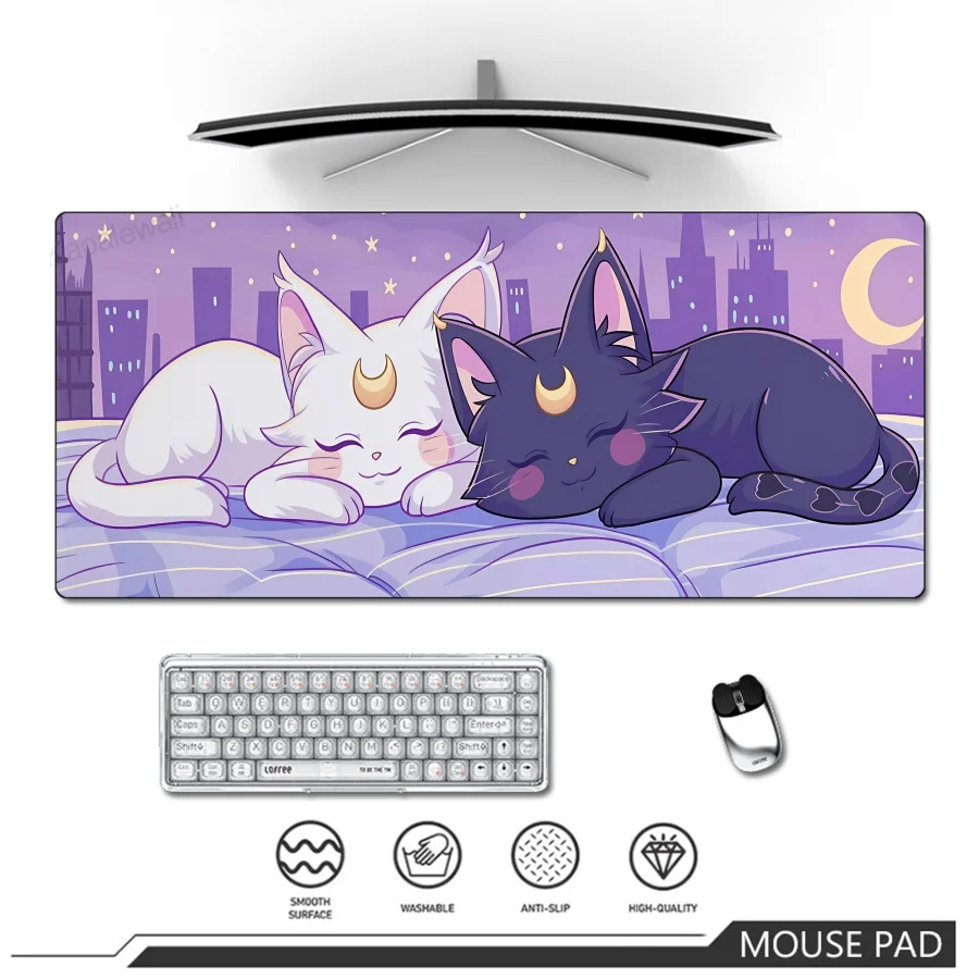 

Очень большой коврик для мыши XXL, игровой коврик для мыши, коврик для клавиатуры, коврик для компьютерного стола, коврик с мультяшным котом и растениями