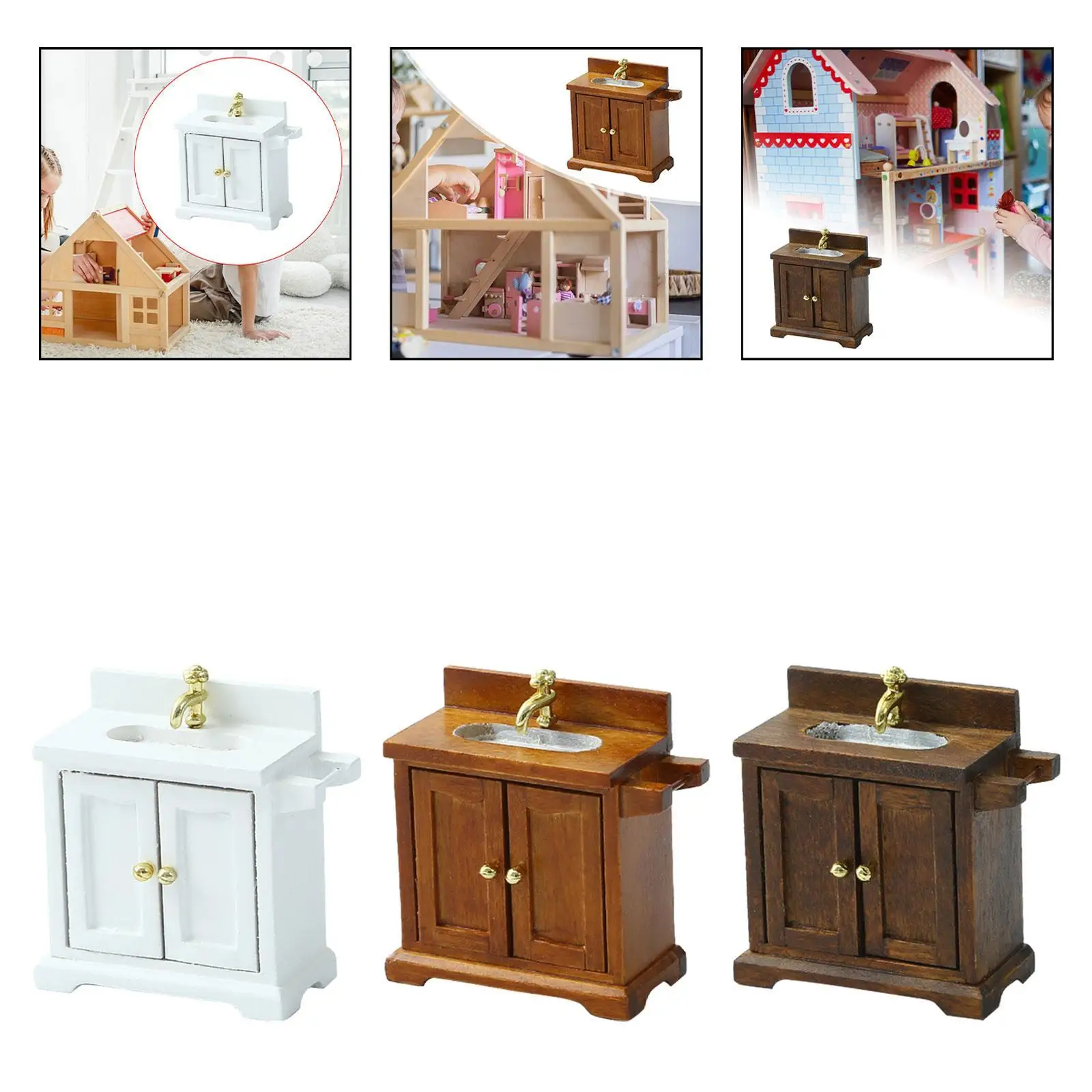 

Кукольный домик, шкаф для ванной комнаты, сцена для ванной комнаты, праздничные подарки, раковина для кукольного домика, игрушка для ролевых игр 1/16, декоративные принадлежности
