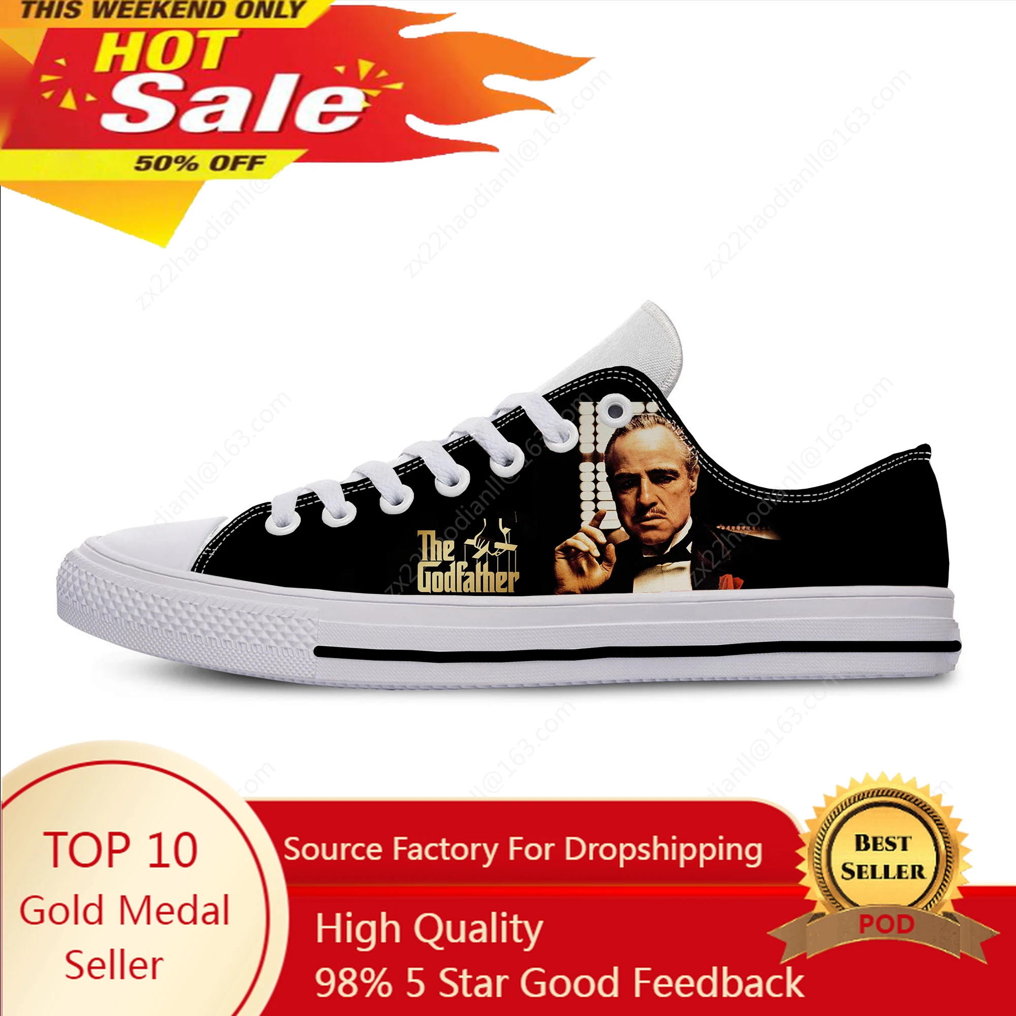 

Movie The Godfather Low Top Sneakers Mens Womens Teenager Casual Shoes Canvas Running Shoes 3D Breathable Lightweight shoe