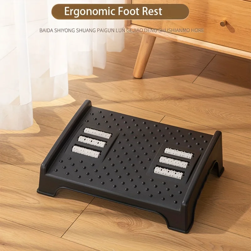 Descanso de pés de plástico ergonômico com massageador para uso em escritório e banheiro - Penico agachado para adultos - Apoio para os pés sob a mesa para conforto