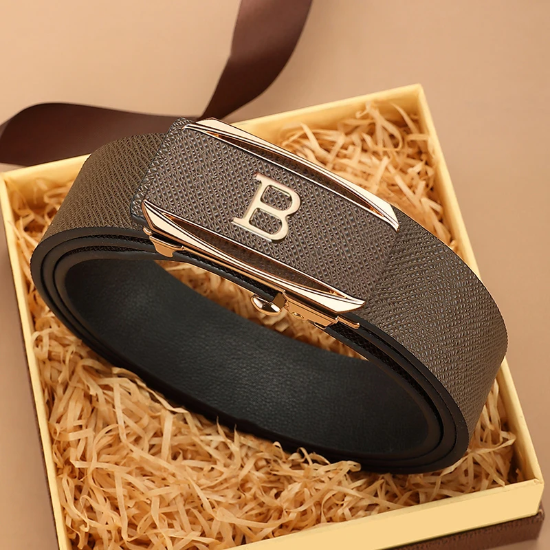 2024 High Quality Coffee Genuine Leather Belt B Letter Automatic Buckle Fashion Men\'s Belt Designer Casual Belt ceinture homme